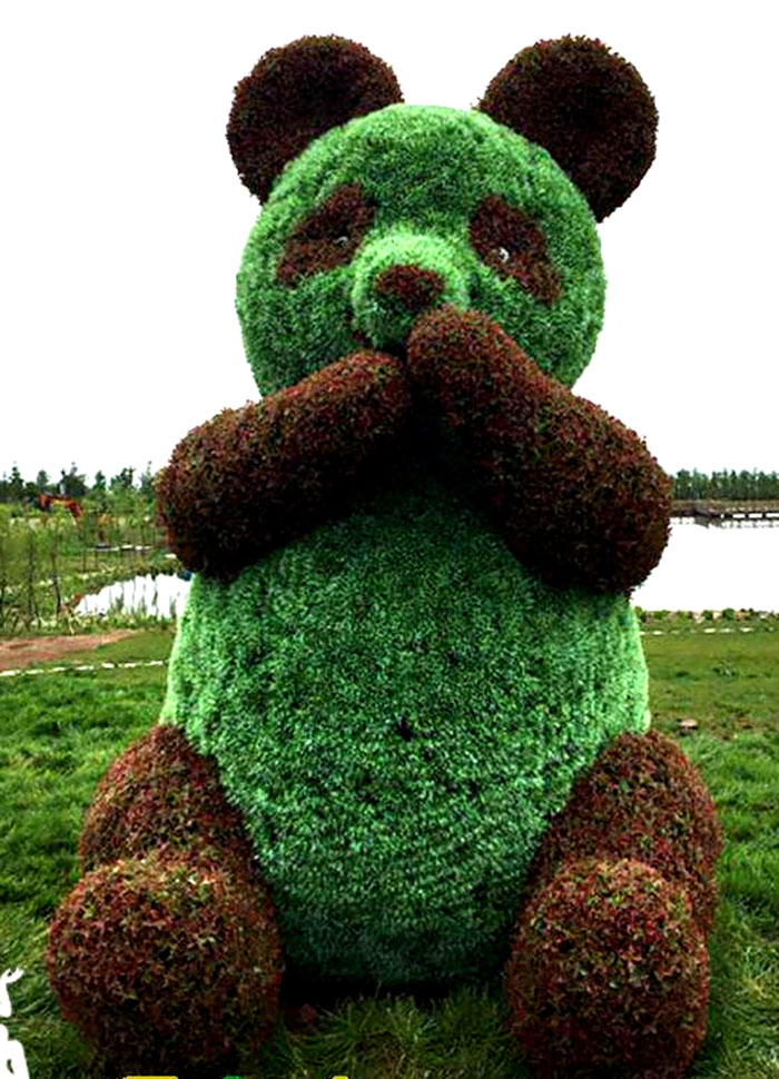 绿雕工艺品、仿真大熊猫绿雕