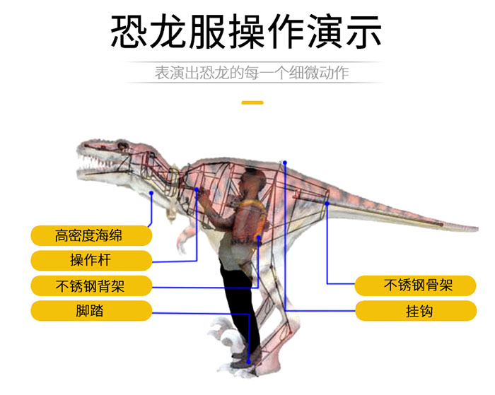 仿真恐龙皮套、互动游乐恐龙模型